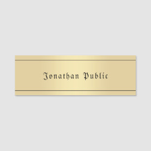 Custom Glamour Faux Gold Classic Look Old Text Name Tag