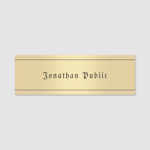 Custom Glamour Faux Gold Classic Look Old Text Name Tag