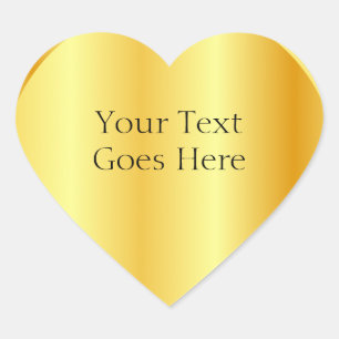 Custom Glamour Faux Gold Metallic Look Template Heart Sticker