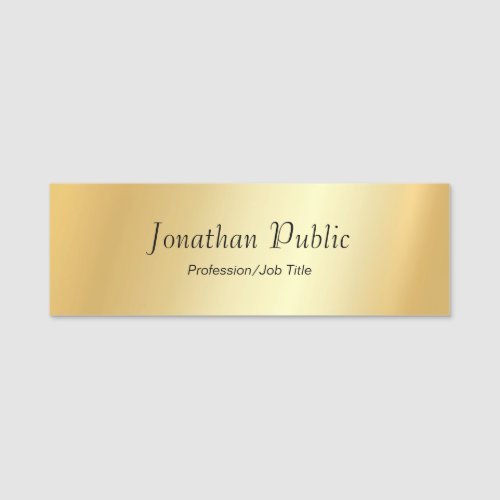 Custom Glamour Faux Gold Modern Script Template Name Tag