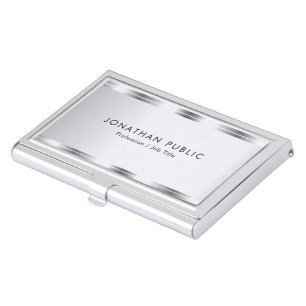 Custom Glamour Faux Silver Elegant Simple Template Business Card Case