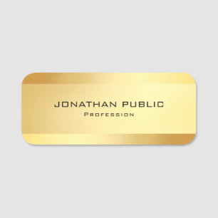 Custom Glamour Gold Modern Elegant Simple Template Name Tag