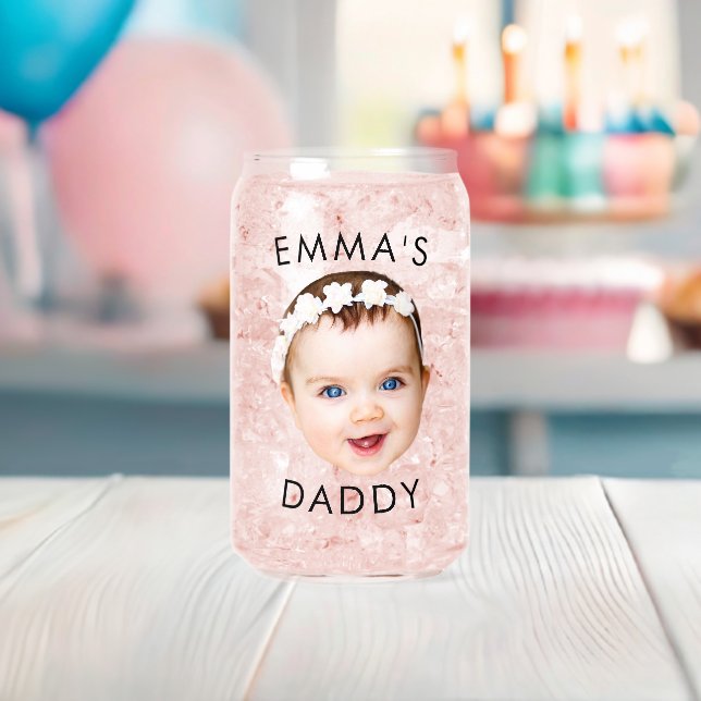 Custom Glass, Baby Glass, Dad Birthday Gift, Face Can Glass (Insitu (Baby Shower))