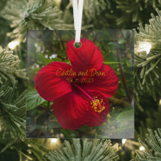 Custom Glass Hibiscus Ornament