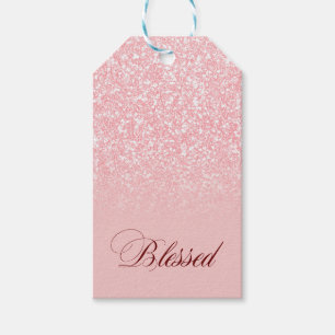 Custom Glitter Blessed Pink Color F3C0C0 Gift Tags