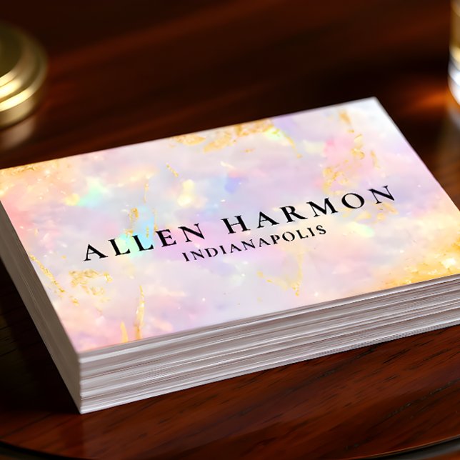 Custom Glitter Blue Opal Stone Background Business Card (Creator Uploaded)