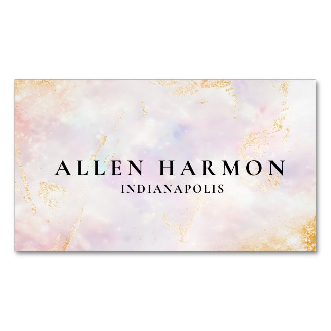 Custom Glitter Blue Opal Stone Background Business Card Magnet (Front)