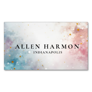 Custom Glitter Blue Opal Stone Background Business Card Magnet