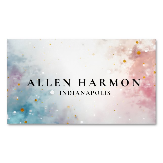 Custom Glitter Blue Opal Stone Background Business Card Magnet (Front)