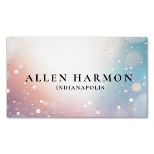 Custom Glitter Blue Opal Stone Background Business Card Magnet