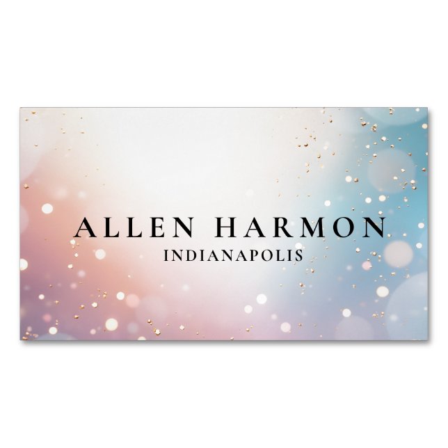 Custom Glitter Blue Opal Stone Background Business Card Magnet (Front)