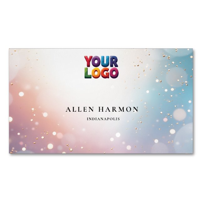 Custom Glitter Blue Opal Stone Background Business Card Magnet (Front)