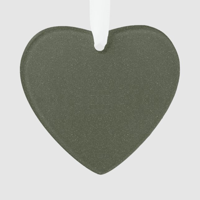 Custom Glitter Moss Green Heart Acrylic Ornament (Front)