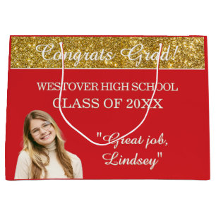 Custom Glitz! Personalized Graduation Large Gift Bag