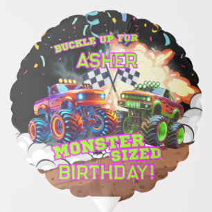 Custom Glowing Monster Truck Birthday for Boys   Balloon