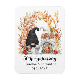 Custom Gnome Autumn Leaf 50th Wedding Anniversary Magnet
