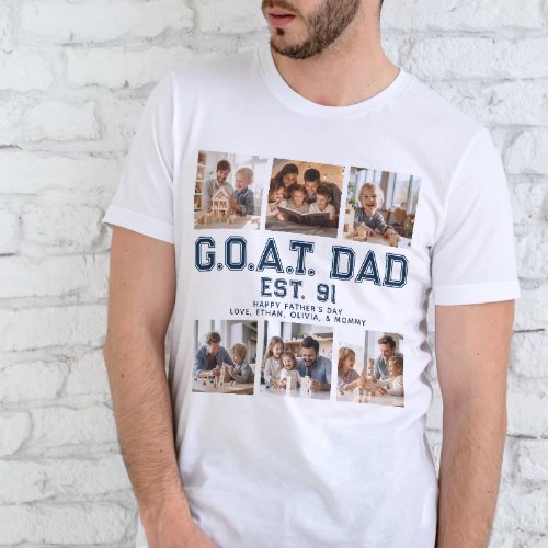 Custom GOAT DAD Fathers Day Photo Collage  T_Shirt