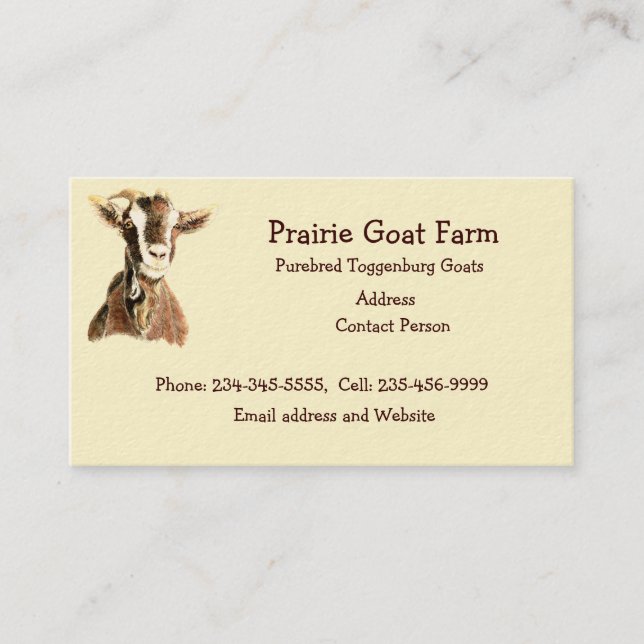 Custom Goat Farm Animal Business Card (Front)