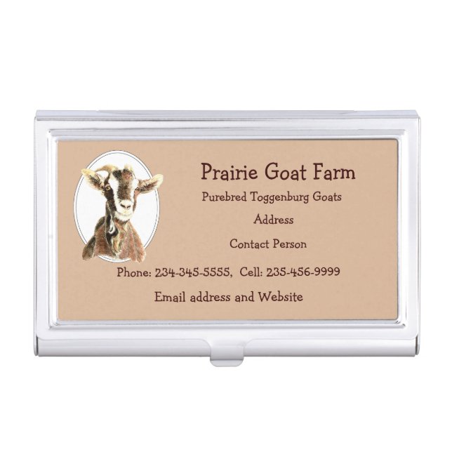 Custom Goat Farm Animal Business Card Case (Front)