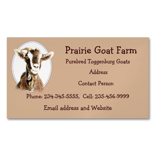 Custom Goat Farm Animal Business  Card Magnet (Front)
