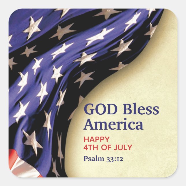 Custom GOD BLESS AMERICA Square Sticker (Front)
