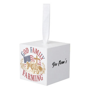Custom “God Family Farming” Ornament