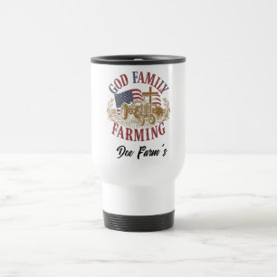 Custom “God Family Farming” Travel Mug