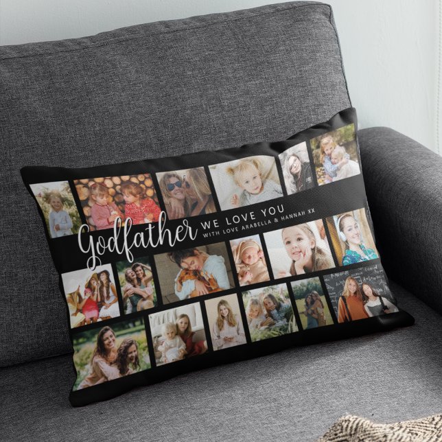 Custom Godfather 18 Photo Collage Lumbar Pillow (Creator Uploaded)