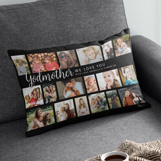 Custom Godmother 18 Photo Collage Lumbar Pillow (Creator Uploaded)