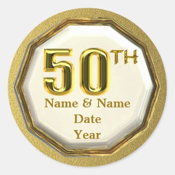 Custom Gold 50th Anniversary Or Birthday Stickers by mvdesigns at Zazzle