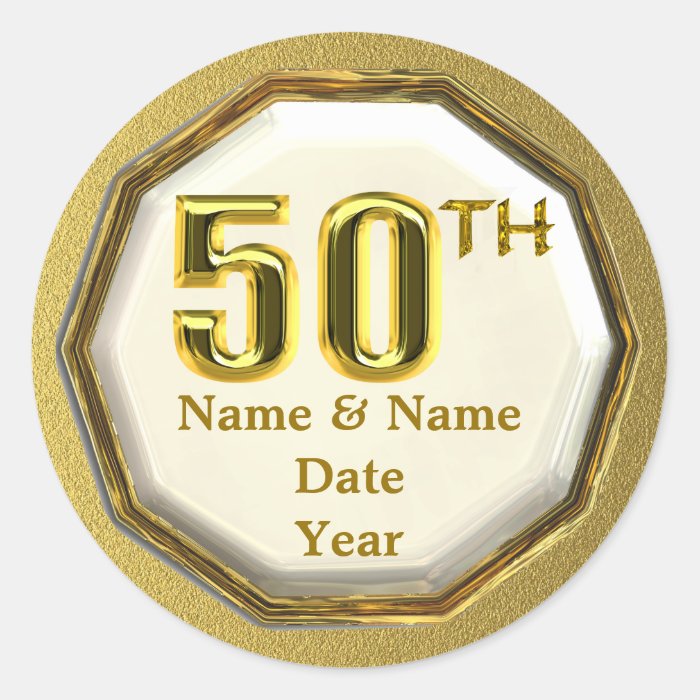 Custom Gold 50th Anniversary Or Birthday Stickers