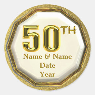 Custom Gold 50th Anniversary Or Birthday Stickers