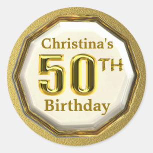 Custom Gold 50th Birthday Stickers