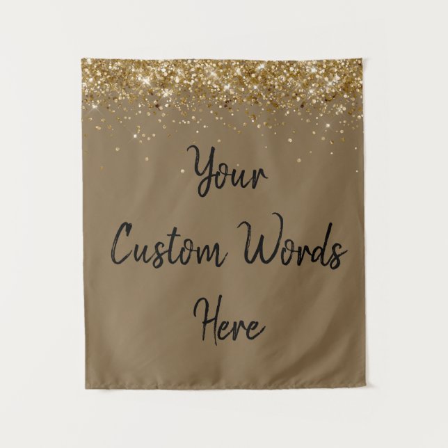Custom Gold and Black Personalized Photobooth Prop Tapestry (Front)