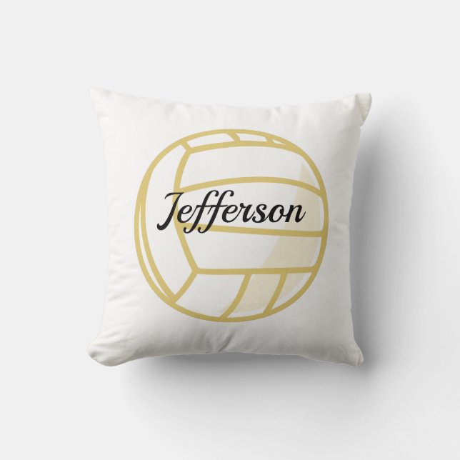  Custom Gold and white volleyball football Throw Pillow (Front)