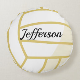  Custom Gold and white Volleyball Round Pillow