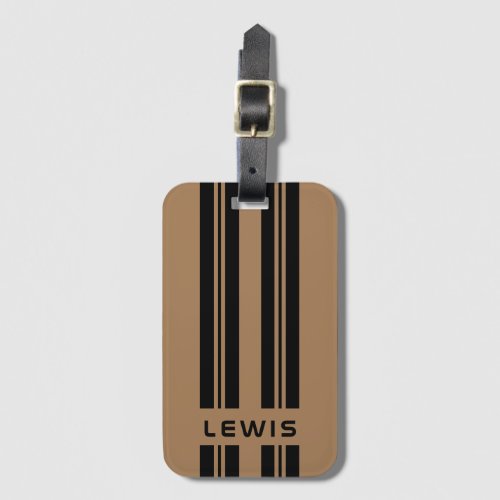 Custom Gold Auto Racing Stripes Personalized Car Luggage Tag