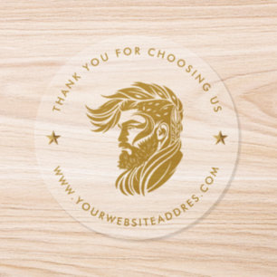 Custom Gold Barber Logo Custom Thank You Sticker