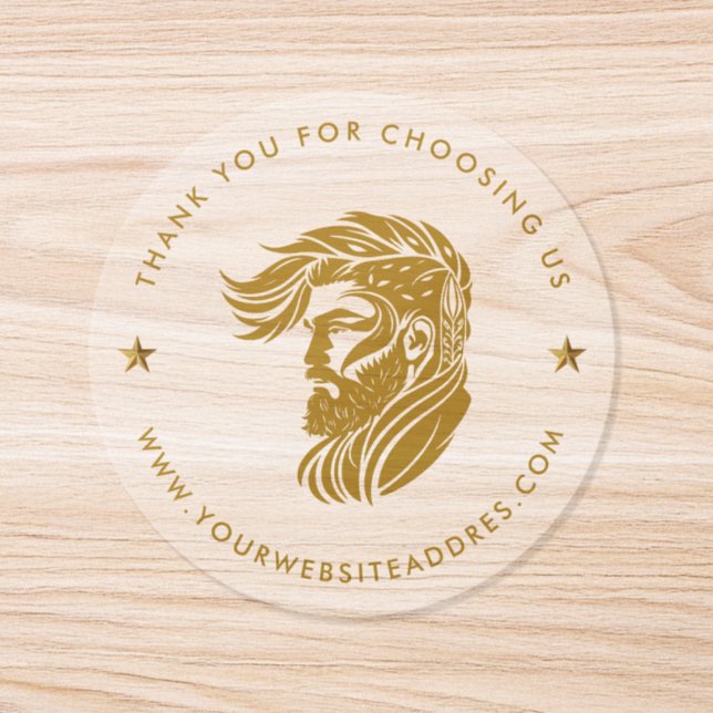 Custom Gold Barber Logo Custom Thank You Sticker (Single)
