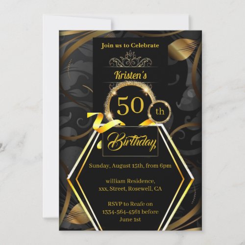 Custom Gold Birthday Invitation