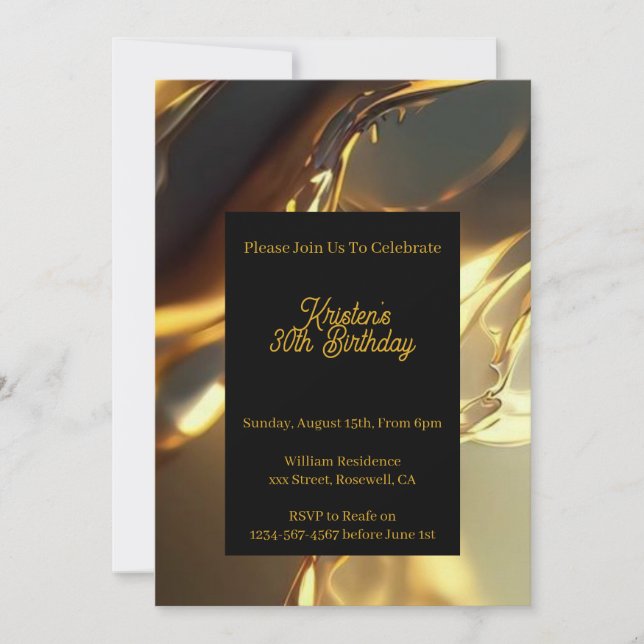 Custom Gold Birthday Invitation (Front)