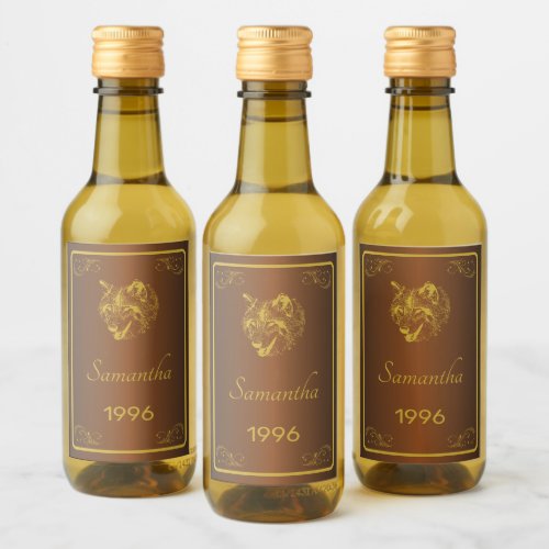 Custom Gold Birthday Mini Wine Bottle Labels Wine Label