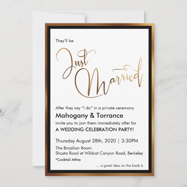 Custom Gold Black and White Invitation (Front)