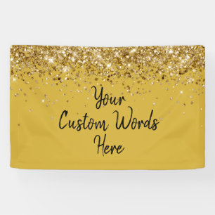 Custom Gold Black Birthday Party Photo Booth Prop Banner