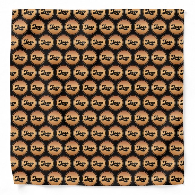 Custom Gold & Black Business Company Logo Pattern Bandana (Front)