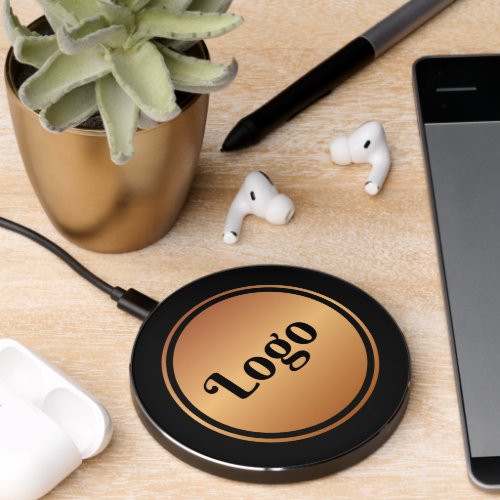 Custom Gold  Black Corporate Logo Business Event Wireless Charger