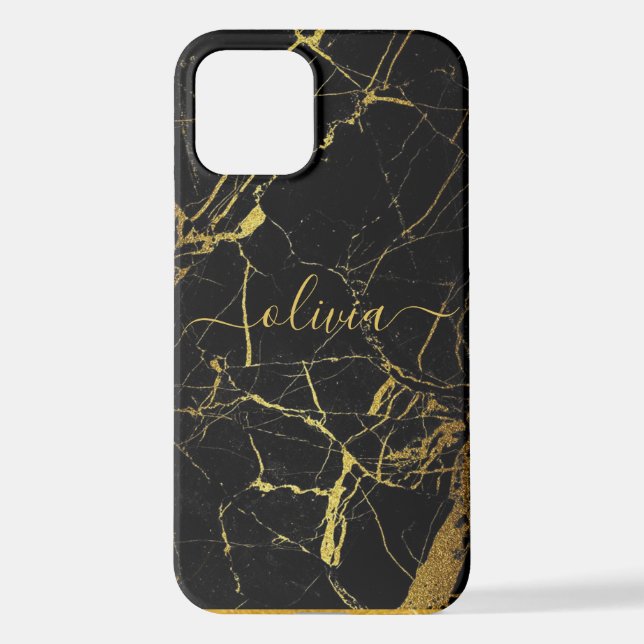 Custom Gold Black Marble Cell Phone 11 13 Pro Max  iPhone Case (Back)