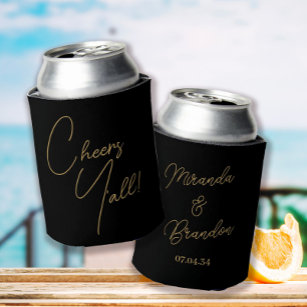 Smitten Custom Wedding Can Coolers with Couple's Names
