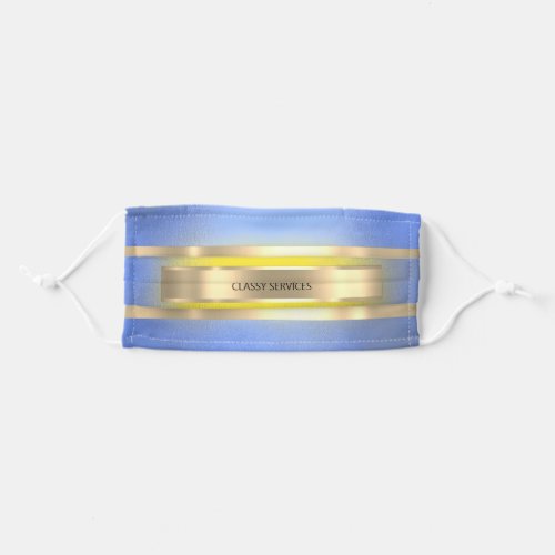 Custom Gold Blue Yellow Golden Stripes Color Glam Adult Cloth Face Mask