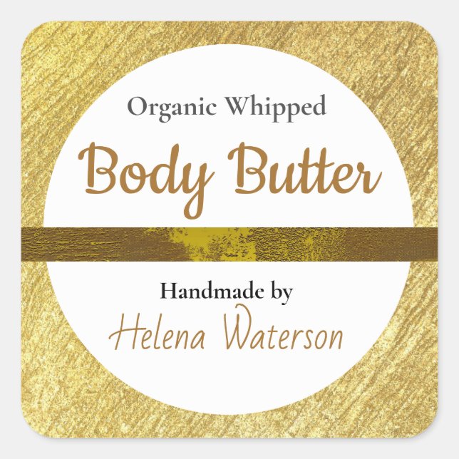 Custom Gold Body Butter Office Supplies Label (Front)